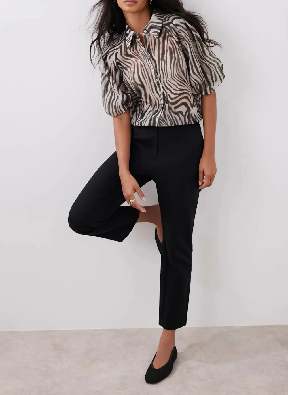 Casual Style Khaki Zebra Print Shirt