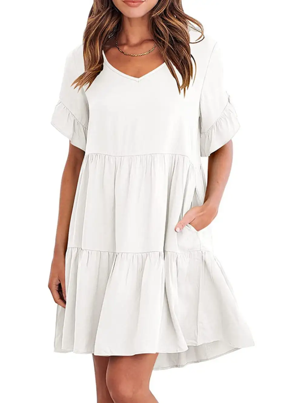 Relaxed Shape Ruffle Tiered Mini Dress