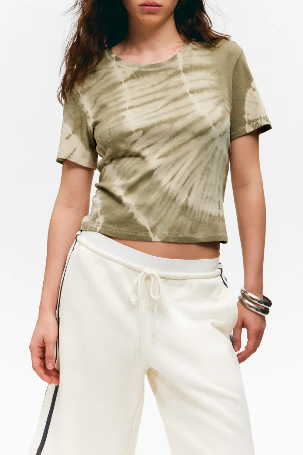 Printed Crew Neck Cropped T-Shirt