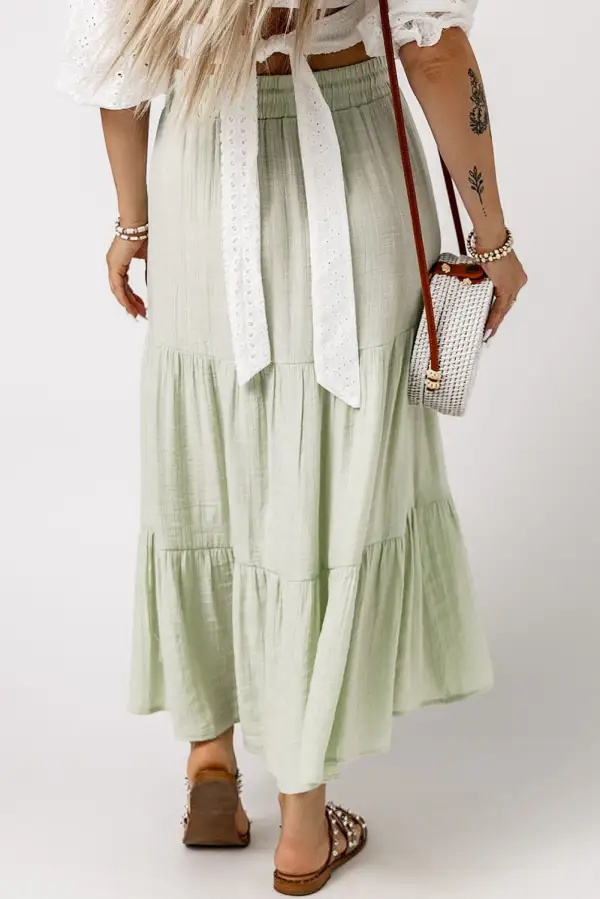 High Waist Tiered Drawstring Skirt