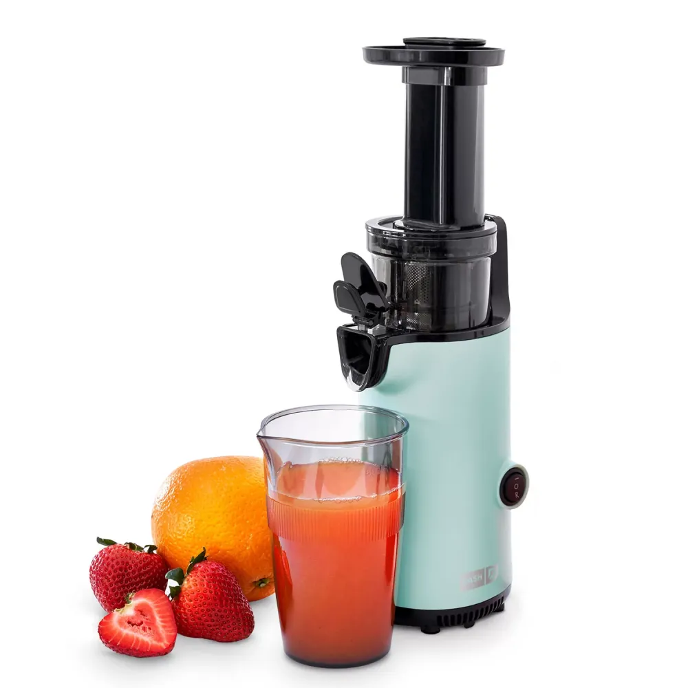 Compact Masticating Slow Juicer, Easy to Clean Cold Press Juicer with Brush, Pulp Measuring Cup, Frozen Attachment and Juice Recipe Guide