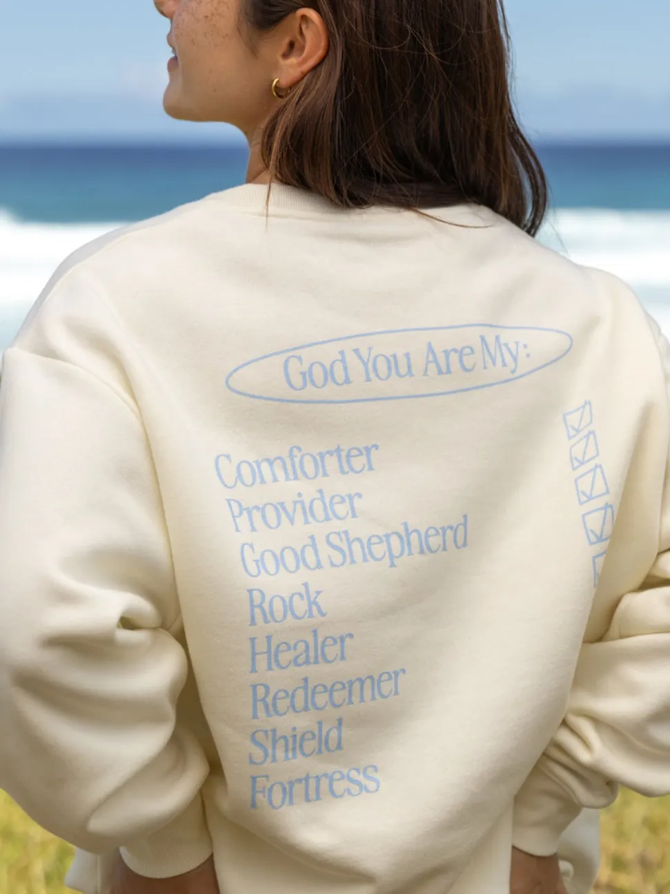 Women's  Religious List-Style Slogan Print Long-Sleeve Sweatshirt