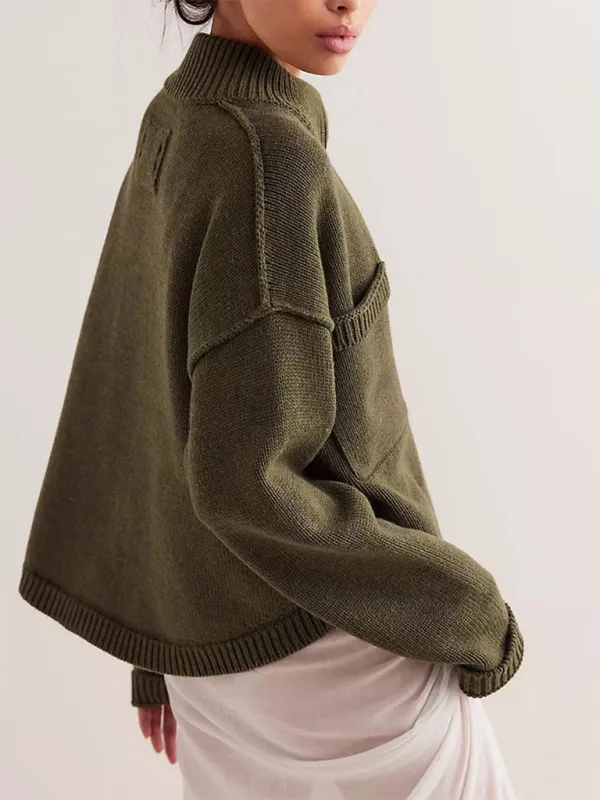 Knit Upright Collar Cardigan