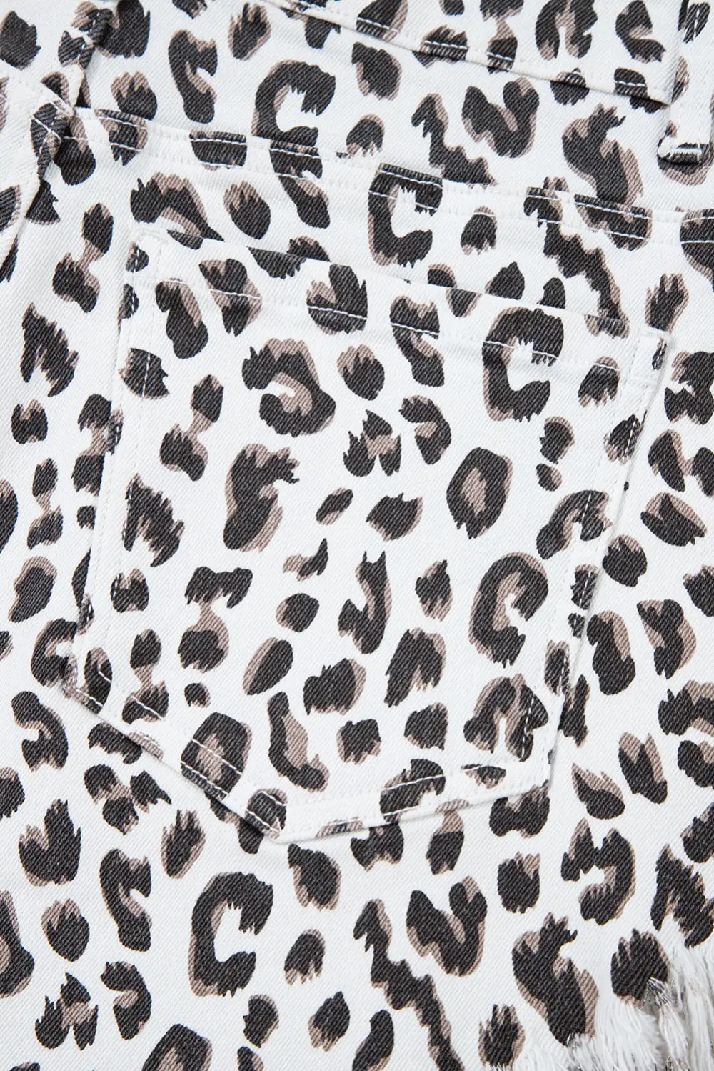 Leopard Frayed Hem Denim Shorts
