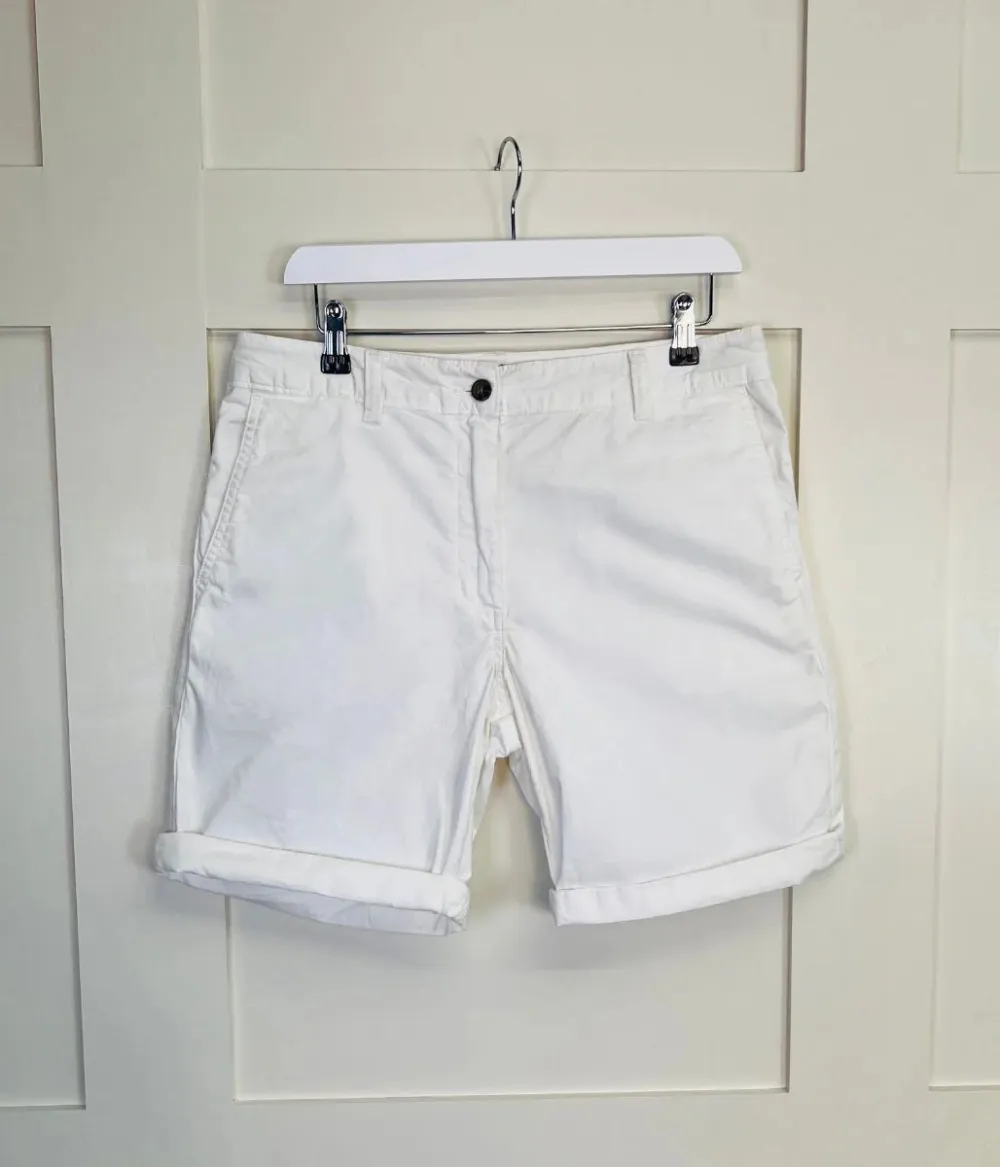 White High Waisted Chino Shorts