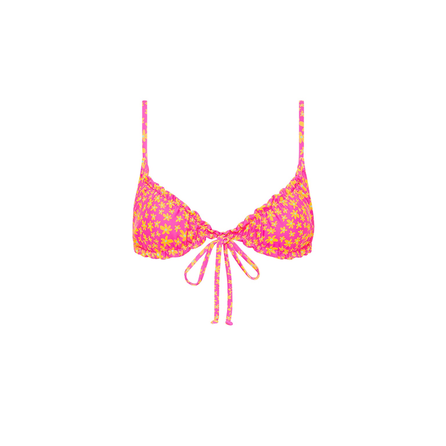 RUCHED BOW BRALETTE BIKINI TOP