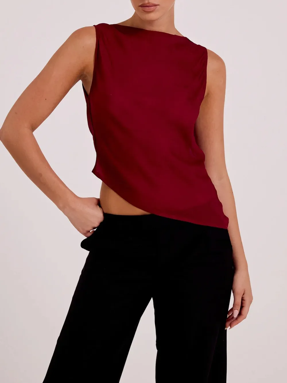 Casual Style Merlot Tank Tops