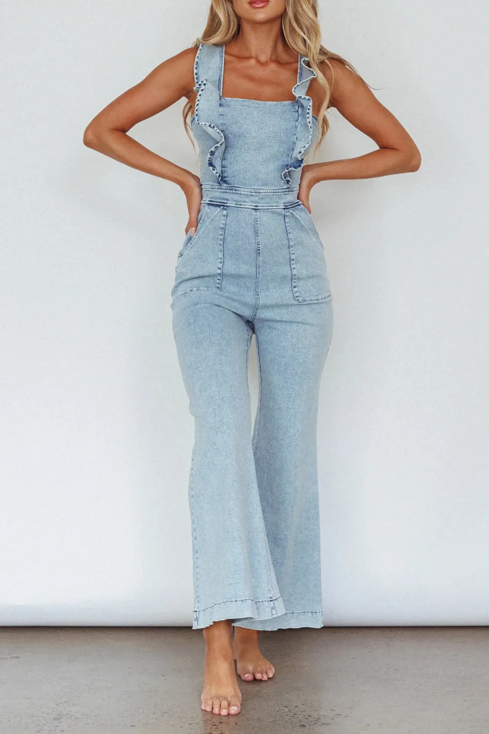 Cotton Overalls With Playful Ruffles
