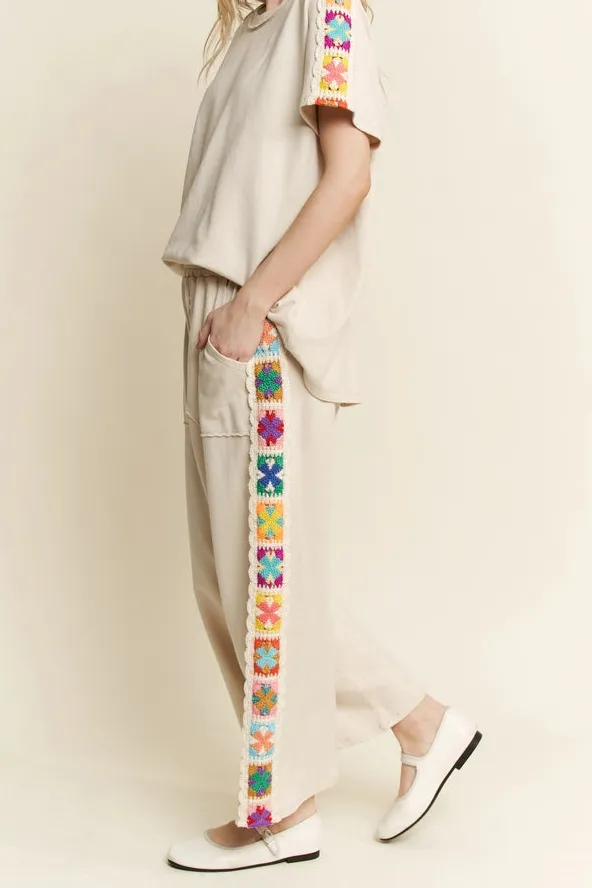 Roomy Cotton Blend Easy Waist Casual Pants