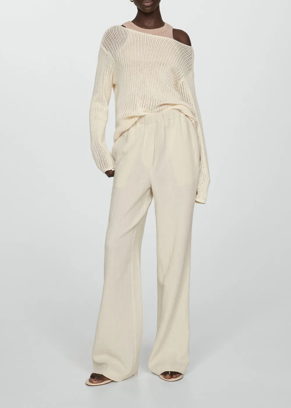 Cotton wideleg trousers