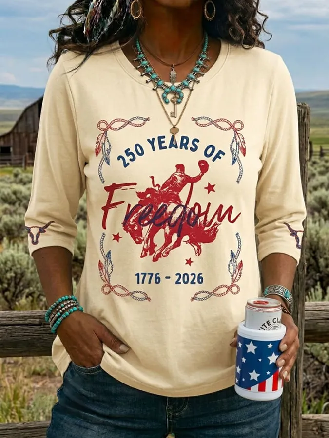 250 Years Of Freedom 1776-2026 Print Casual Half-sleeve Top