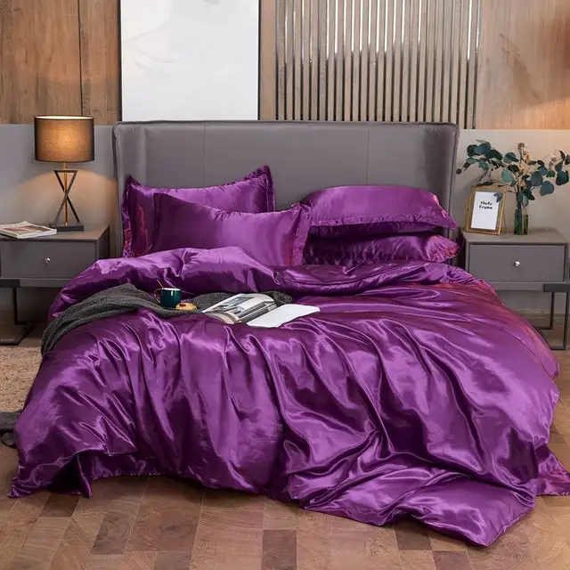 Bedding Set Solid Color Luxury Bedding Kit Rayon Satin Duvet Cover Set Twin Queen King Size Bed Set 2pcs/3pcs/4pcs - Bedding Set