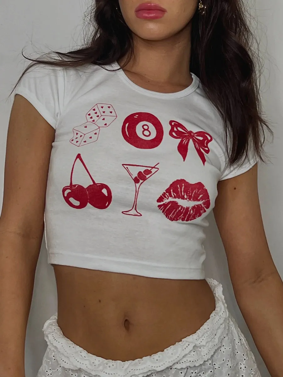 Lucky Baby Tee- Cherry Red