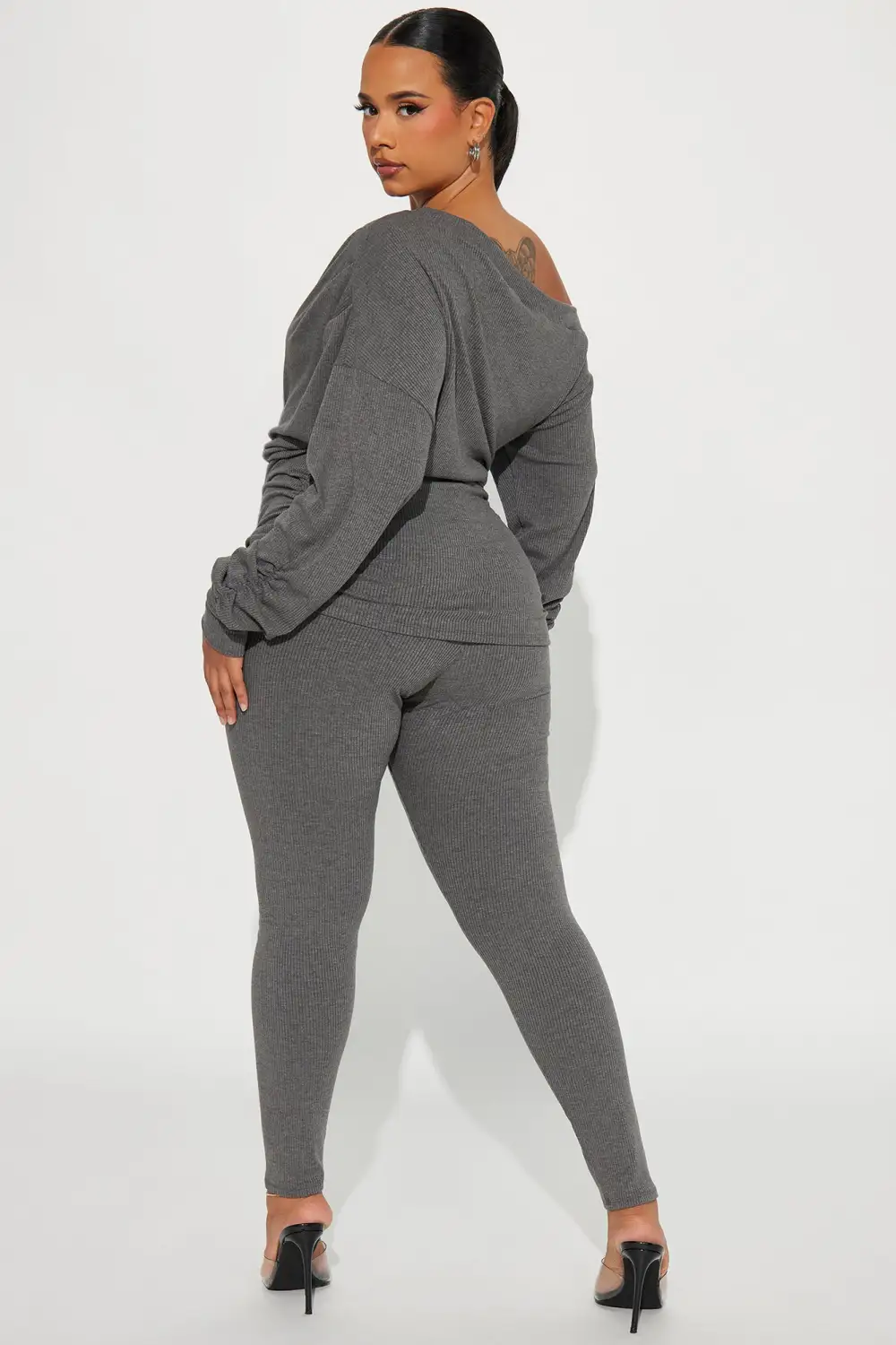Taylor Off Shoulder Pant Set - Charcoal