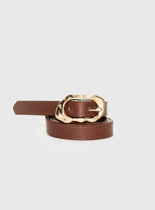 Accent Ready Buckle Faux Leather Belt