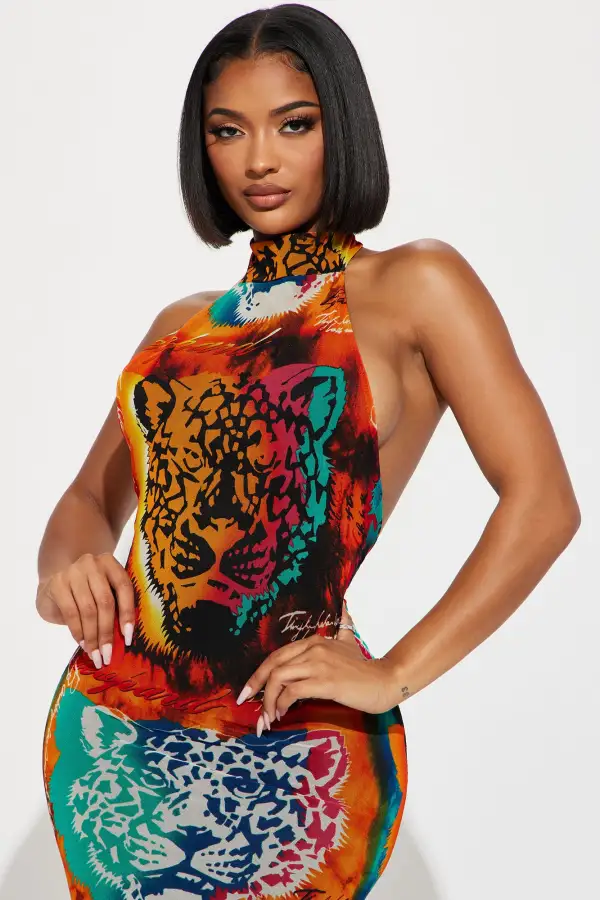Safari Nights Mesh Maxi Dress - Multi Color