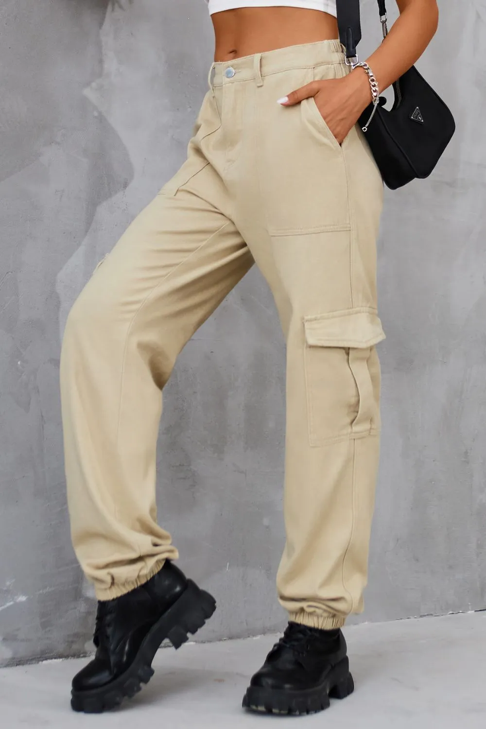 Buttoned High Waist Jeans With Pocket