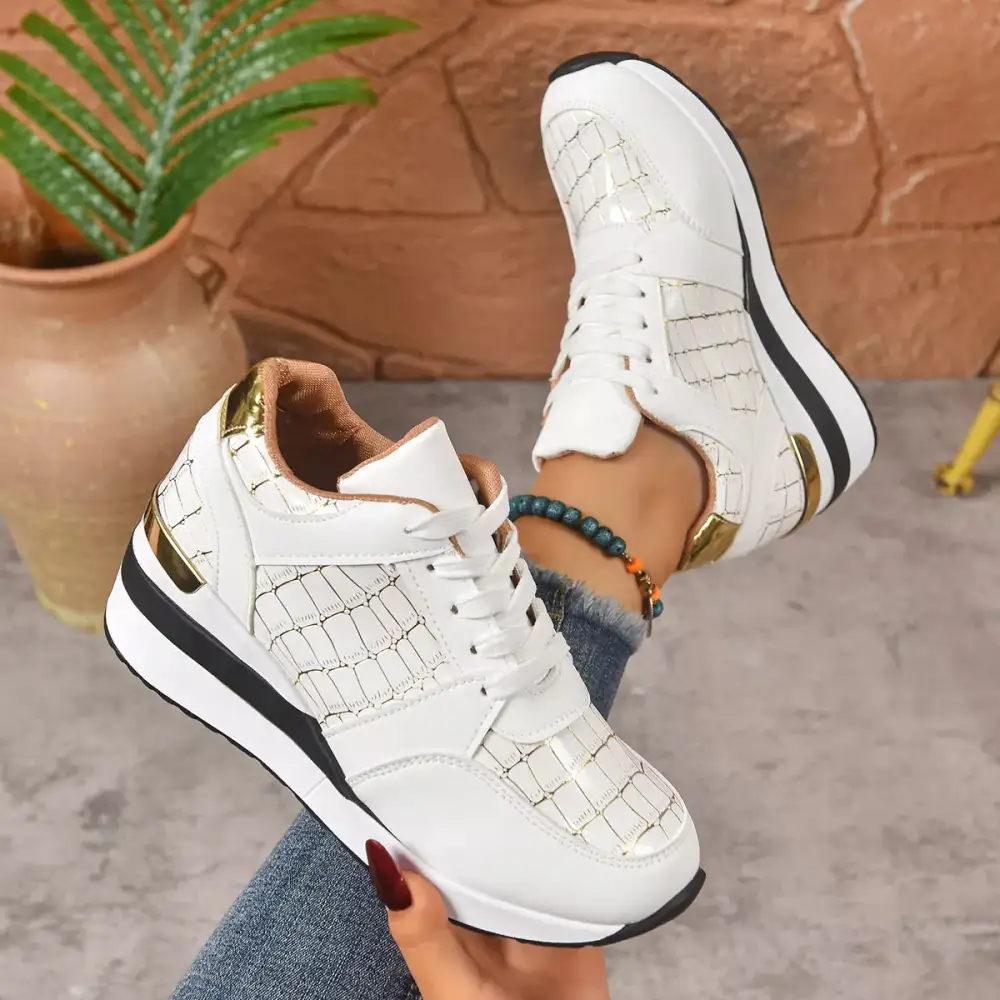 Refined Lace-Up Round Toe Sneakers