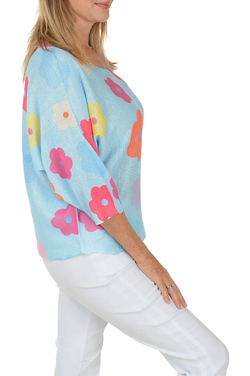 Daisy 3/4 Sleeve Lightweight Sweater