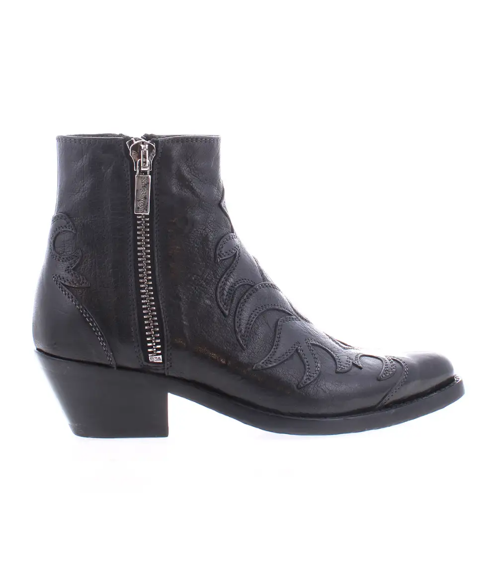 Western Side Zip Leather Refined Crafted Ankle Boots