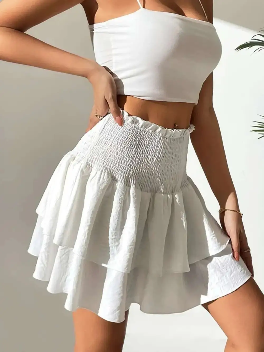 Simple Ruched Smocked Skirt