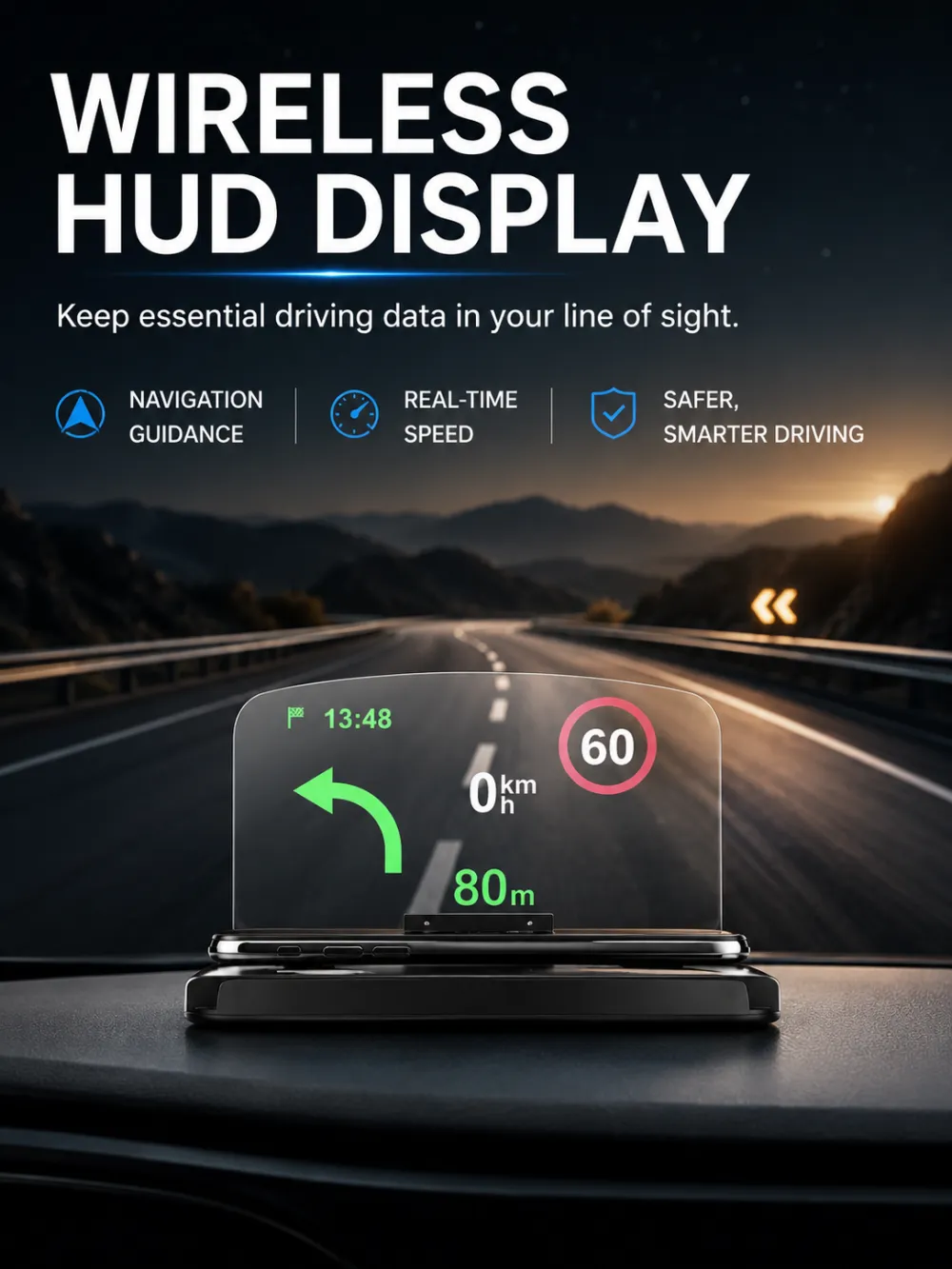 Multifunctional Head-Up Display - Wireless Automatic Charging