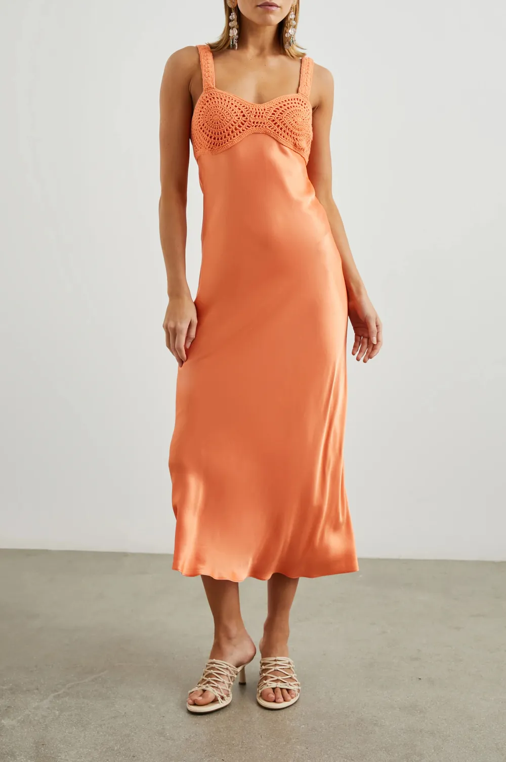 Heart-Shaped Collar Ribbed Crochet Dress