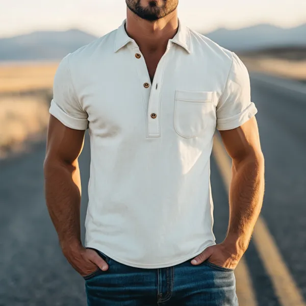 Laid Back Short Sleeve Collared Knit Shirt