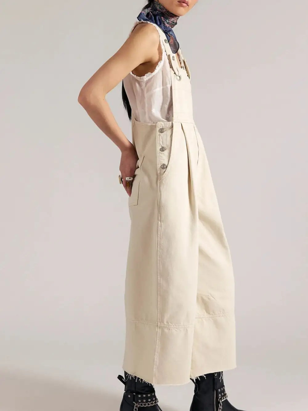 Classic Denim Wide Leg Overalls