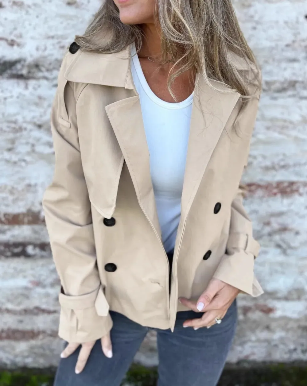 Full Size Long Sleeve Button Up Trench Coat Plus Size Available
