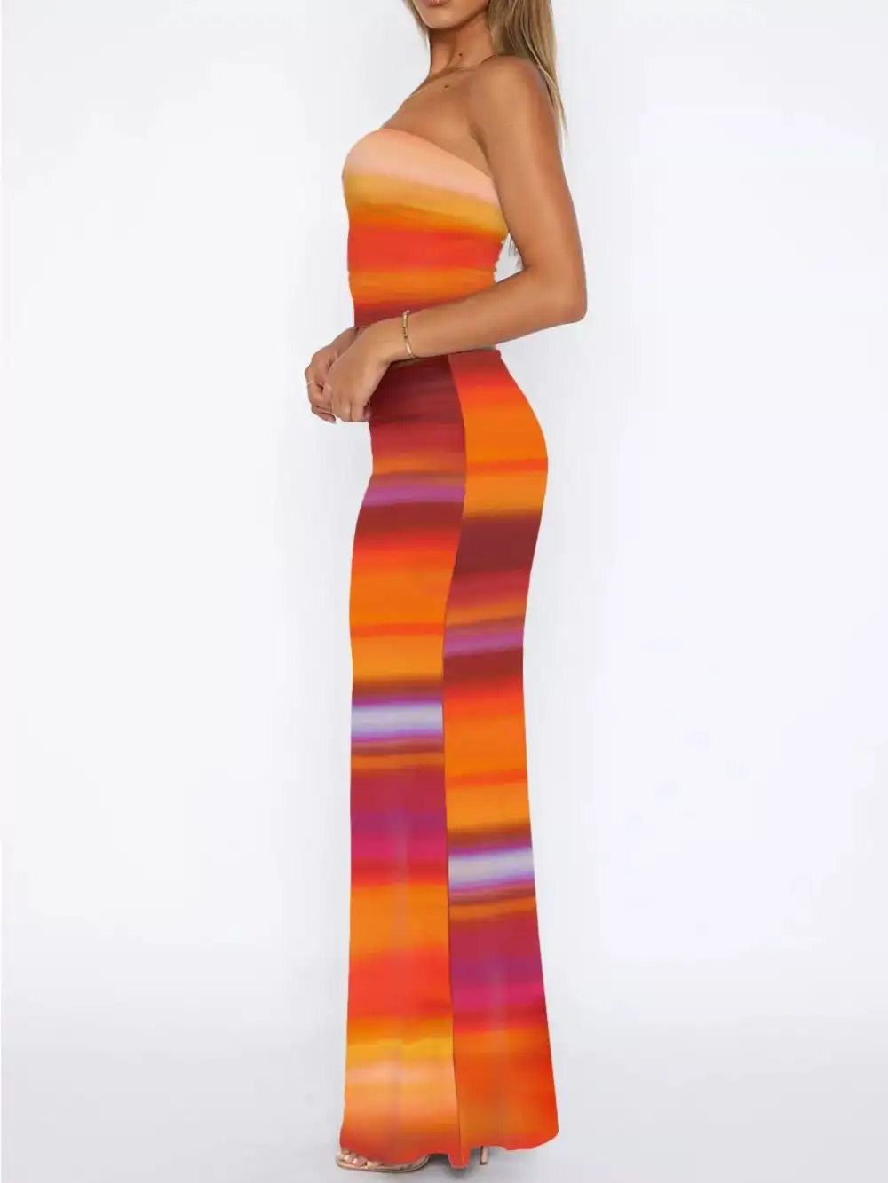 Calm Printed Striped Detail Coordinated Set