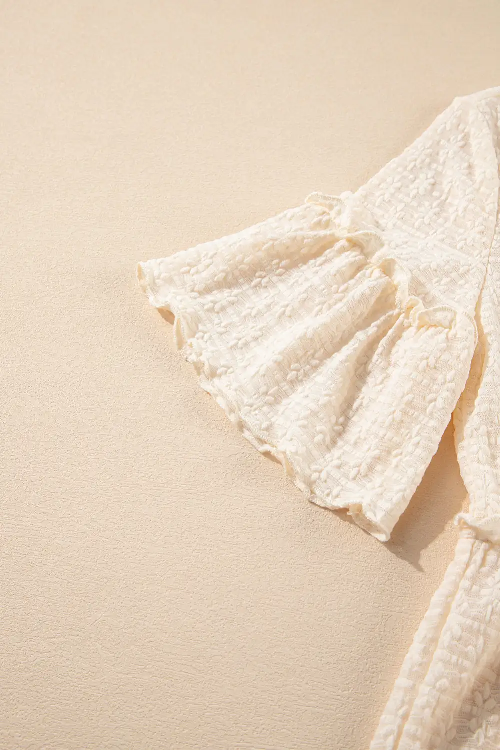 Ruffled Textured Short Sleeve Blouse