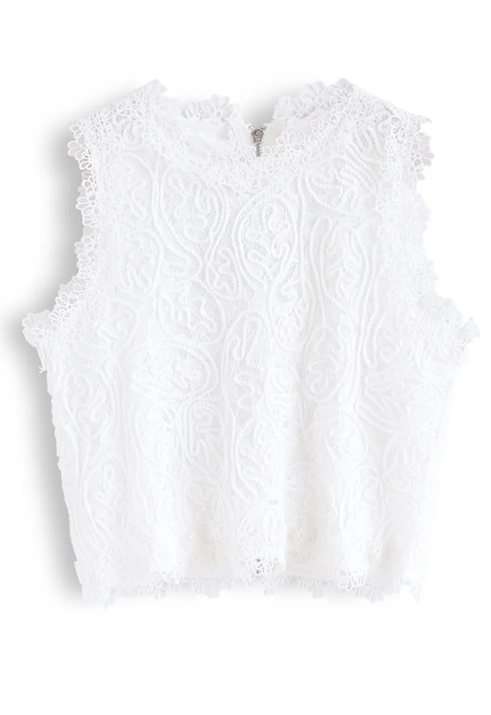 DIVA FULL LACE CROP TOP IN WHITE