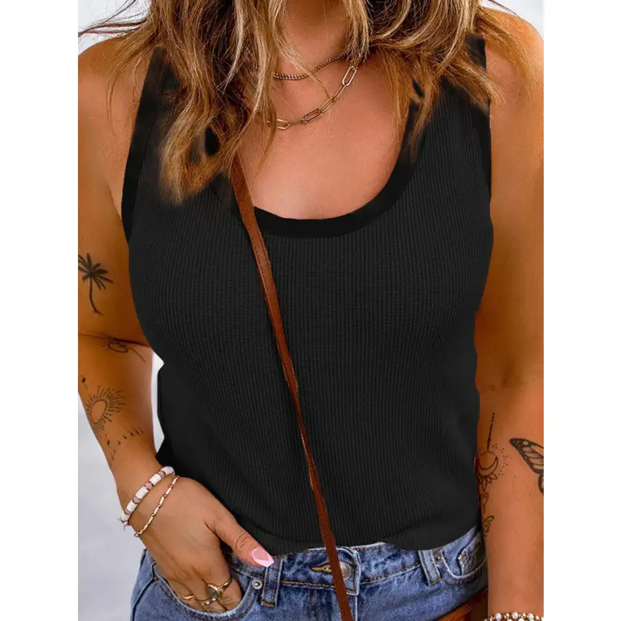 Waffle Knit Scoop Neck Tank