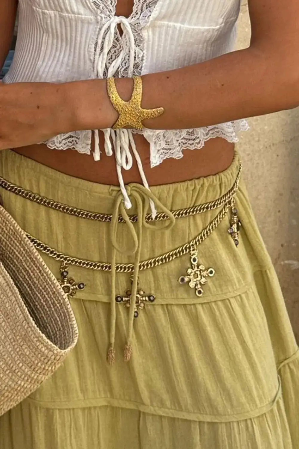 Everyday Tiered Drawstring Maxi Skirt