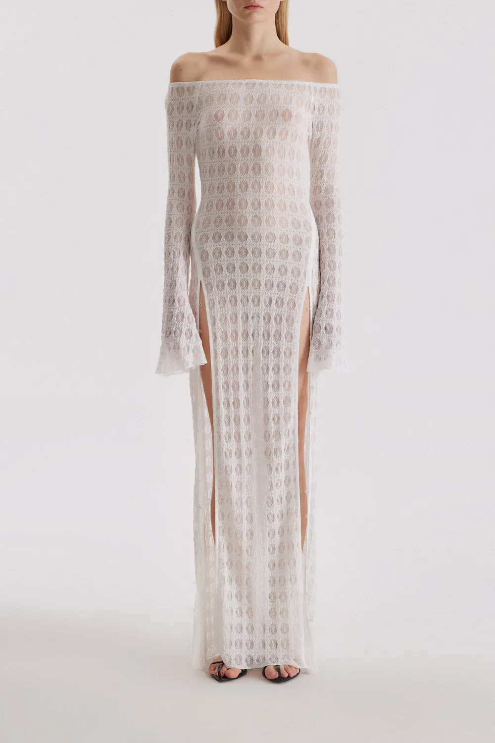 Long Sleeve Maxi Dress-White