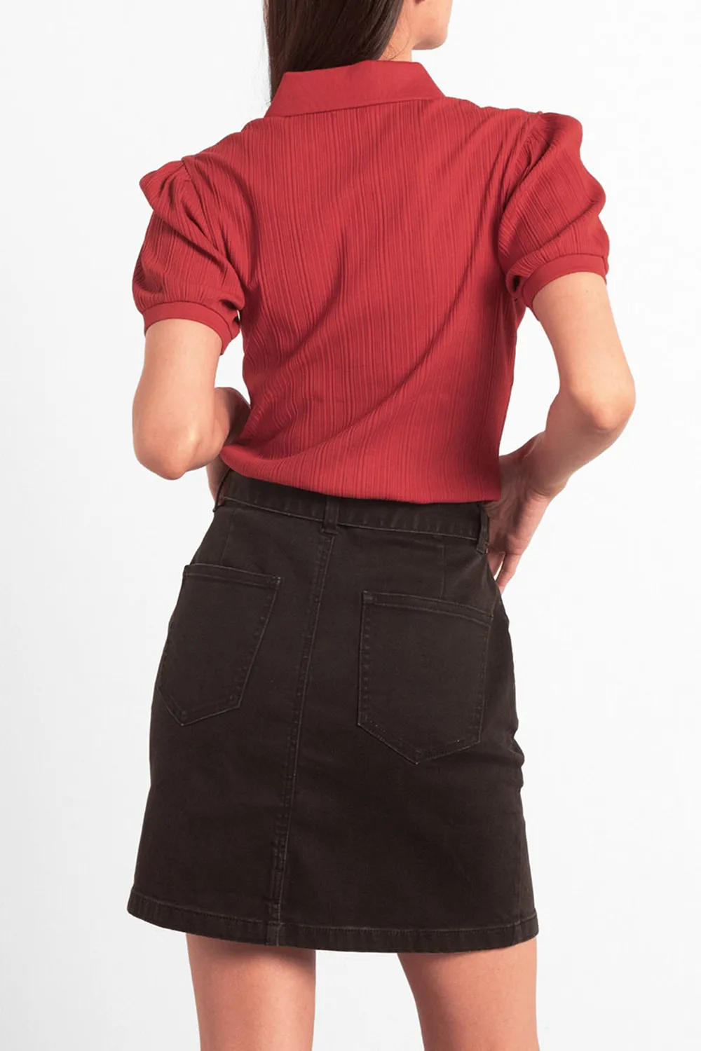 Women's Ribbed Cotton Slim Fit Polo Shirt