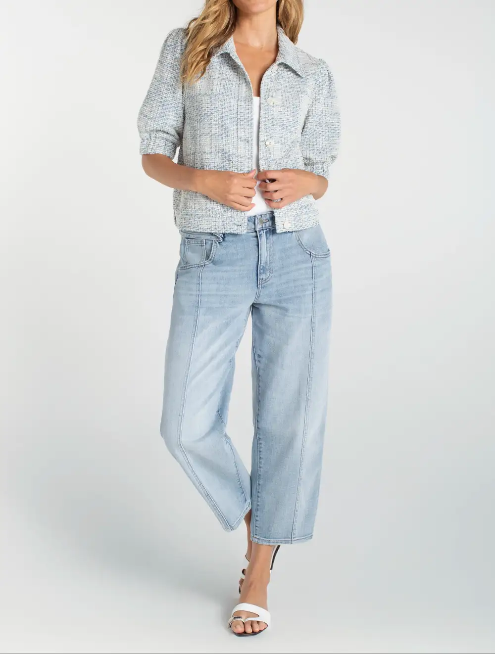 Puff Sleeve Zip Front Lightweight Jacket