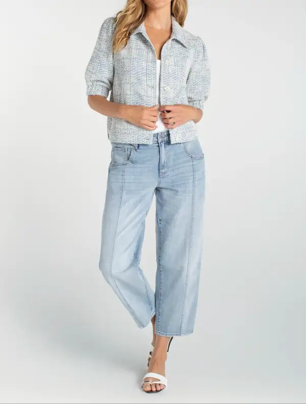 Puff Sleeve Zip Front Lightweight Jacket