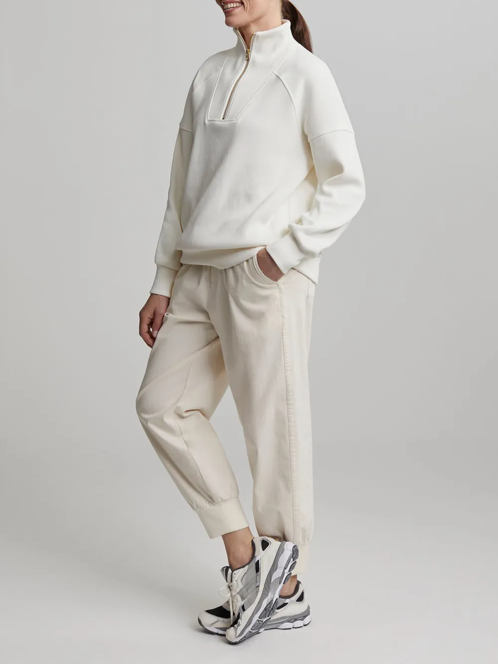 Modern Half-Zip Stand-Collar Waffle Sweatshirt