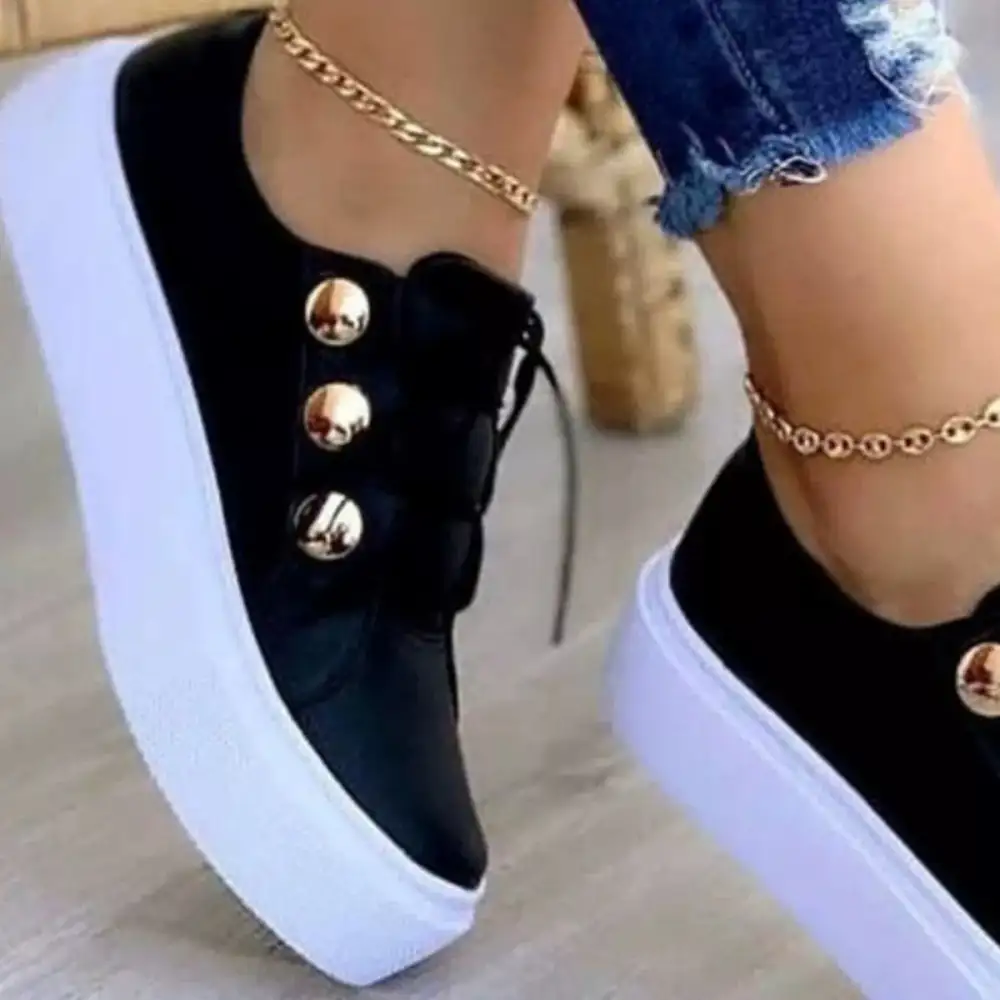 Modern Round Toe Platform Sneakers