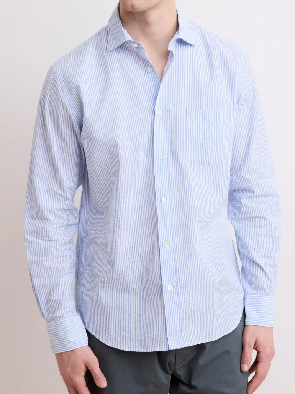 Casual Soft And Comfortable Sky Blue Striped Shirt