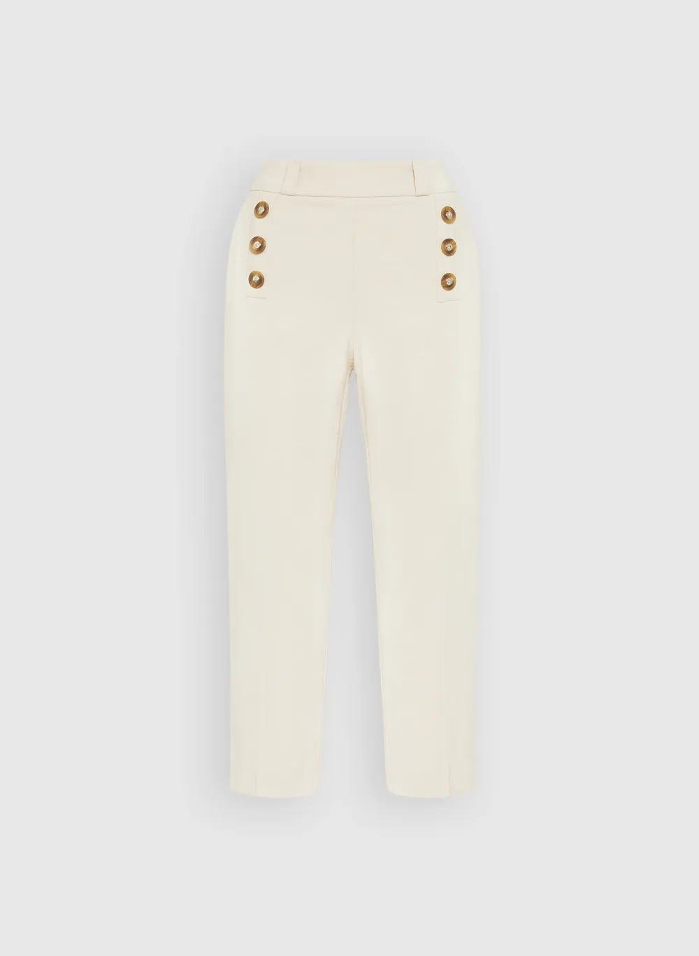 Solid Color Buttoned Fitted Pants