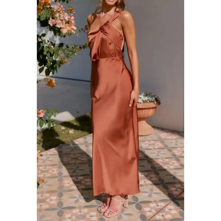One Shoulder Sleeveless Maxi Dress