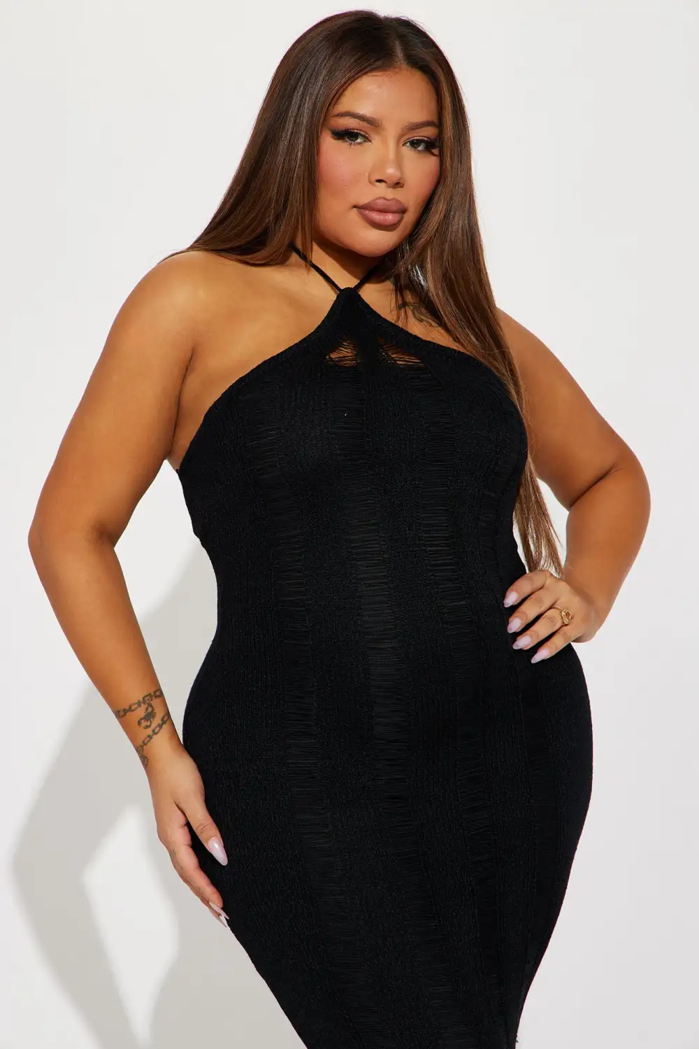 Demi Crochet Maxi Dress - Black