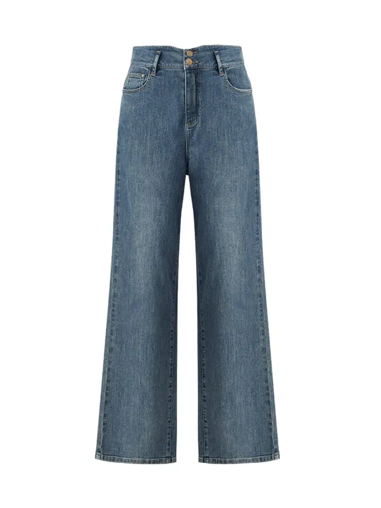 Pre-Order High-Waisted Loose Straight Full Length Women Jeans