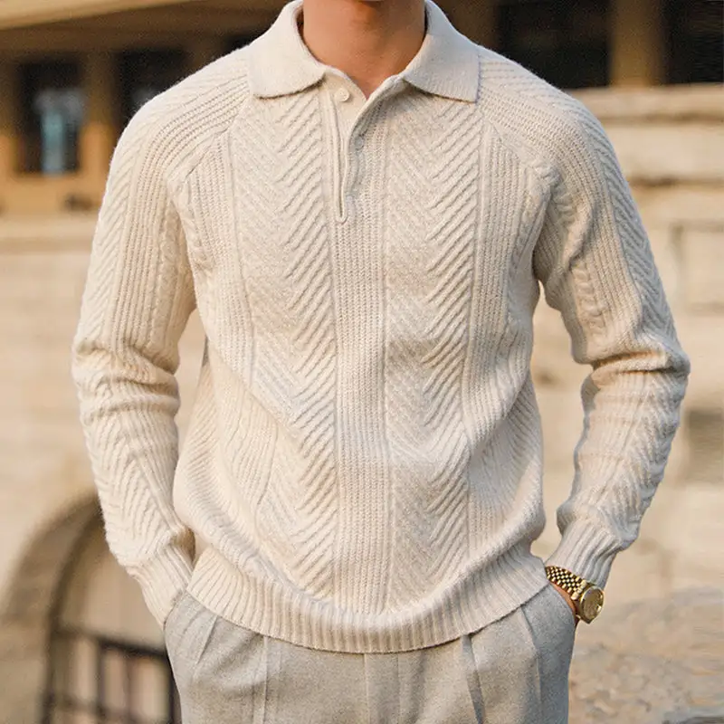 Collared Texture Knit Sweater