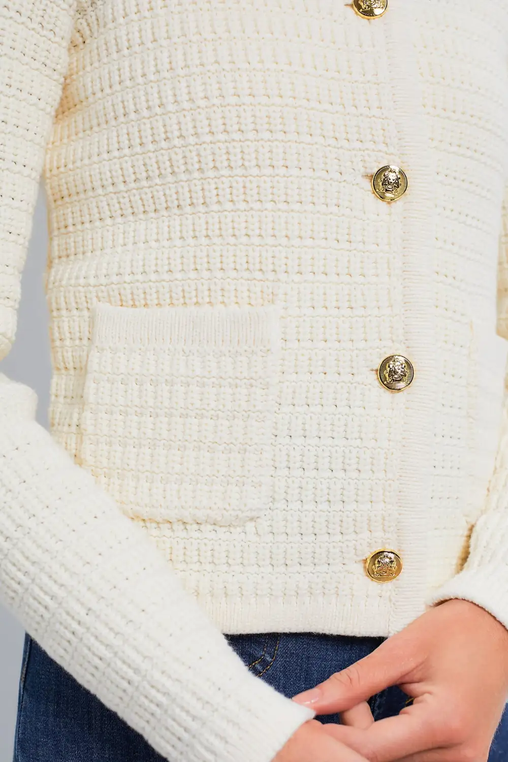 Cream Woven Maybourne Cardigan