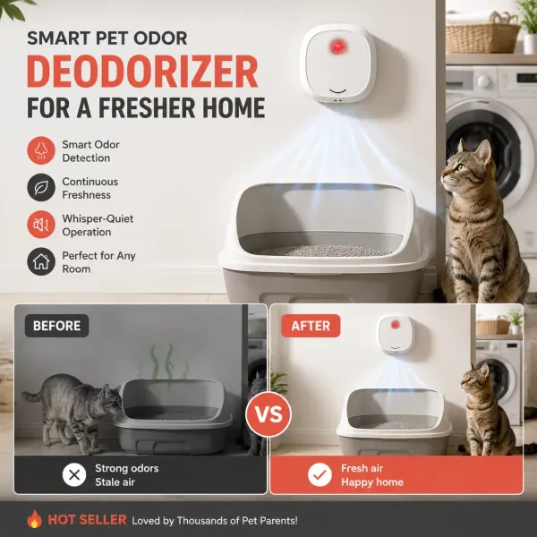 🔥Limited Time 49% OFF! 🌬️Say goodbye to unpleasant odors with it! Smart Quiet Pet Odor Eliminator