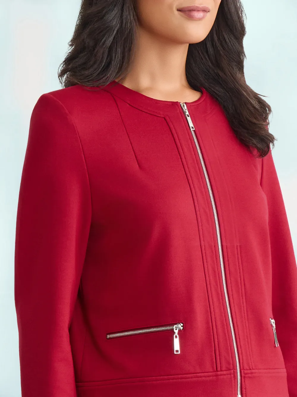 Round Neck Zipper Jacket